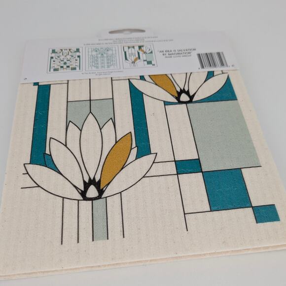 Swedish Dish Towels Reusable Set of 3 Frank Lloyd Wright Water Lily Design New - Picture 8 of 9